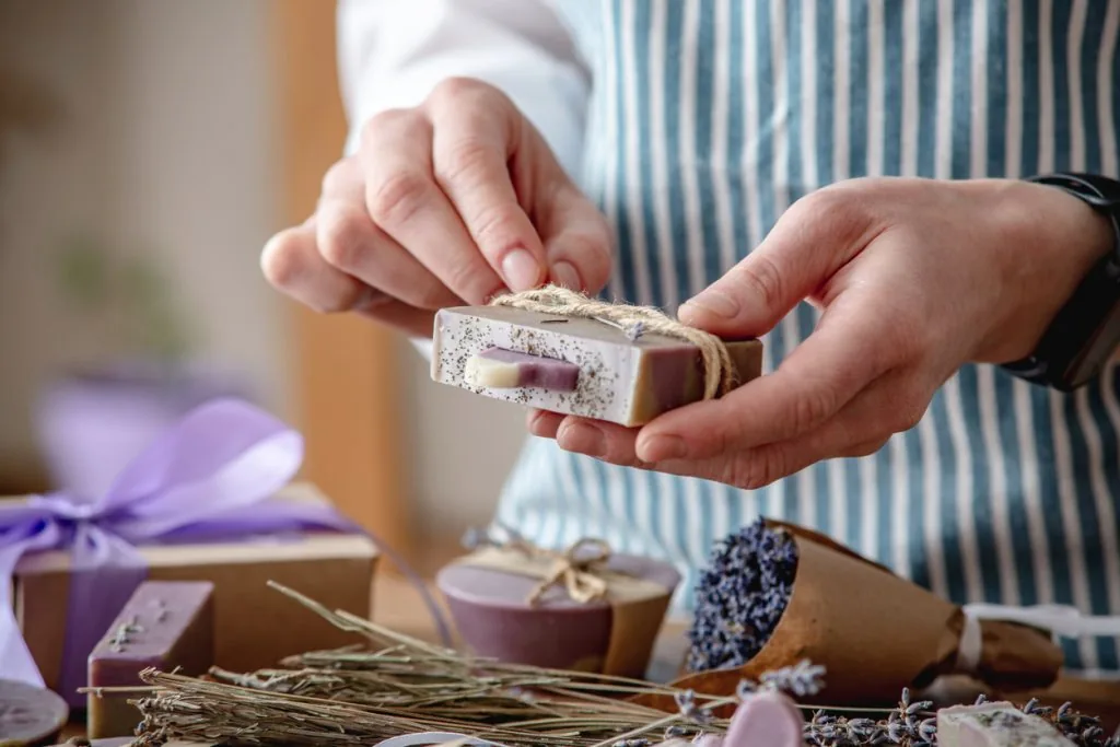 Packing natural handmade soap